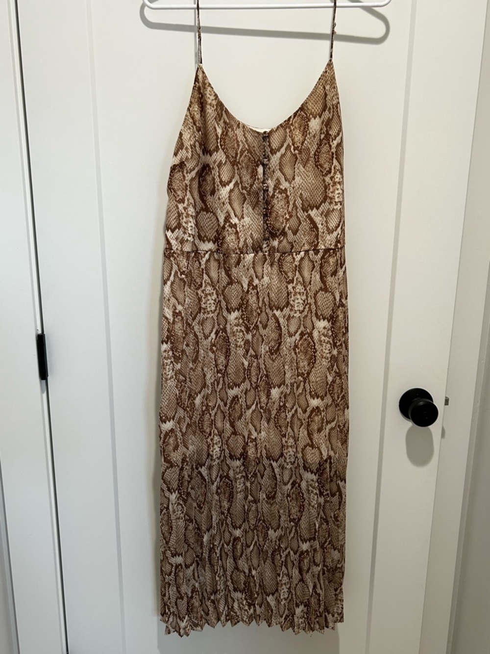 Free Press Brown Snake Print Midi Slip Dress